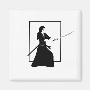 Aimant Femme Samurai guerrière avec épée