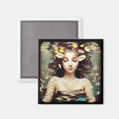 Aimant Femme Tranquille Sous L'Eau, | AI Artwork (Recto/Verso)
