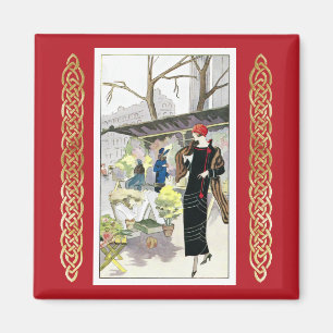 Aimant Femme vêtue d'une robe d'affaires en velours noir 