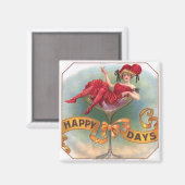 Aimant Femme victorienne Champagne rouge heureuse (Recto/Verso)