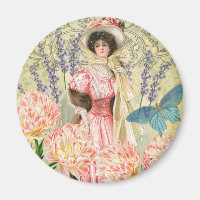 Femme victorienne florale rose Régence