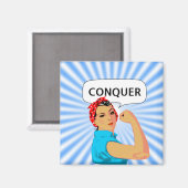 Aimant Femme Vintage Élégante & Texte Conquérir Modifiabl (Recto/Verso)