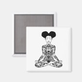 Aimant Femmes Afro Chignon Décoiffé Méditant Méditation Y (Recto/Verso)