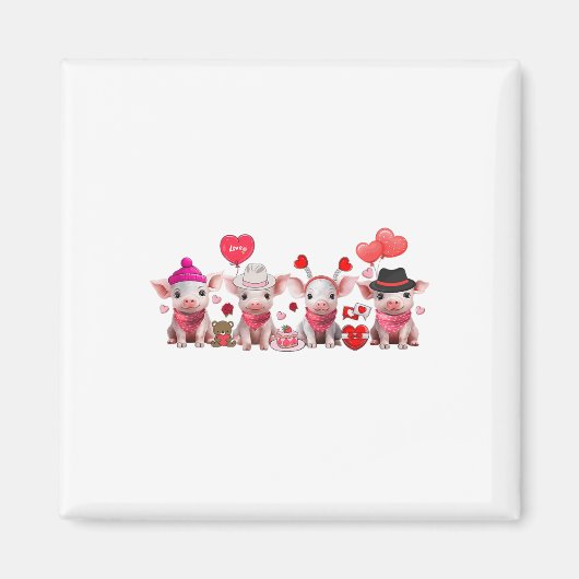 Aimant Femmes Cochons de Saint Valentin Fête de la Ferme (Devant)
