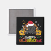Aimant Femmes Hallothanksmas Hallothanksmas Chat Noir Hal (Recto/Verso)