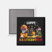 Aimant Femmes Hallothanksmas Joyeux Chemise Chat Noir Hal (Recto/Verso)