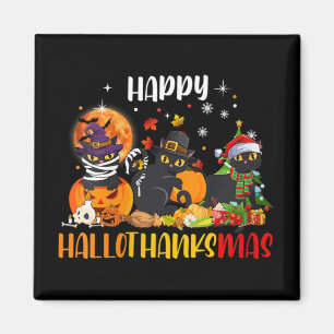 Aimant Femmes Hallothanksmas Joyeux Chemise Chat Noir Hal