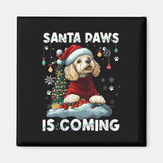 Aimant Femmes Poodle Noël Arbre Lumières Décorations Do (Devant)