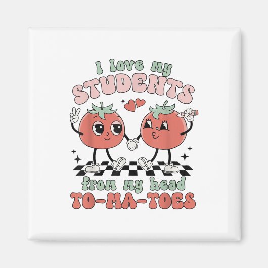 Aimant Femmes Rétro J'aime Mes étudiants Valentine Enseig (Devant)