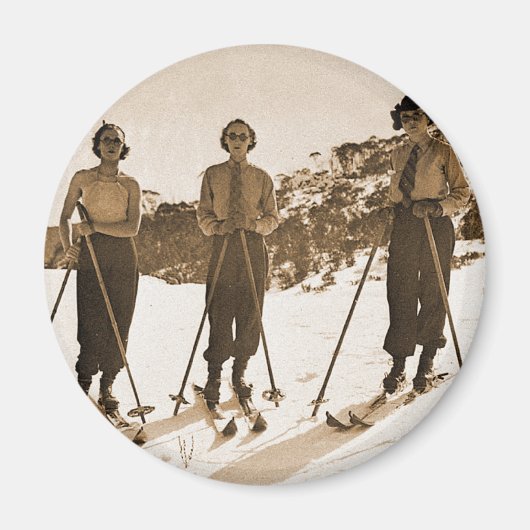 Aimant Femmes vintage Retro Ski 'Ski Bums 1942' (Devant)