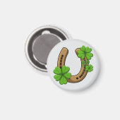 Aimant Fer à Cheval Chanceux Avec Trèfles Verts (Recto/Verso)