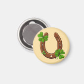Aimant Fer à Cheval Chanceux Avec Trèfles Verts (Recto/Verso)