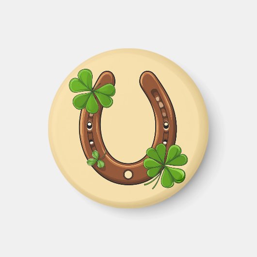 Aimant Fer à Cheval Chanceux Avec Trèfles Verts (Devant)