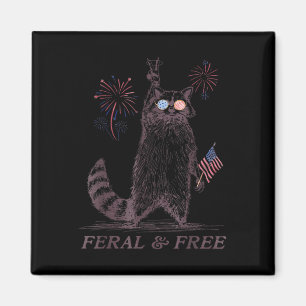Aimant Feral & ; Free Funky Patriotic Racoon Feral Et