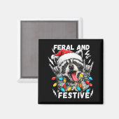 Aimant Feral And Festive Funny Christmas Rocker Raccoon S (Recto/Verso)