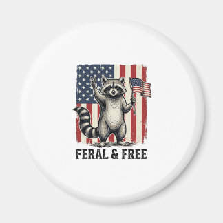 Aimant Feral and Free Patriotic Raccoon Vintage Shirt Des