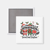 Aimant Feral But Festive Funny Christmas Cute Raccoon Elf (Recto/Verso)