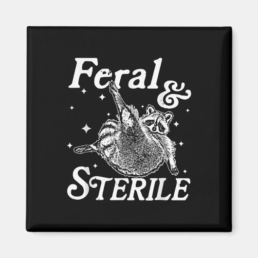 Aimant Feral Et Stérile, Funny Raccoon Meme (Devant)