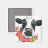 Aimant Ferme à pavot - Vache aux fleurs (Recto/Verso)