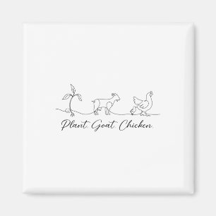 Aimant Ferme Animal Agriculteur Chèvre Poulet Plante Dame