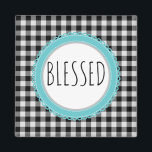 Aimant Ferme Blessé Buffle Noir Plaid & Turquoise<br><div class="desc">Ferme Blessed Black Buffalo Plaid & Turquoise Black and White Buffalo Plaid Modern Country Farmhouse Design Avec une touche de Turquoise Modifier le design à la formulation de votre choix, </div>
