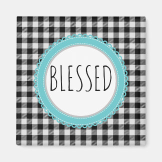 Aimant Ferme Blessé Buffle Noir Plaid & Turquoise