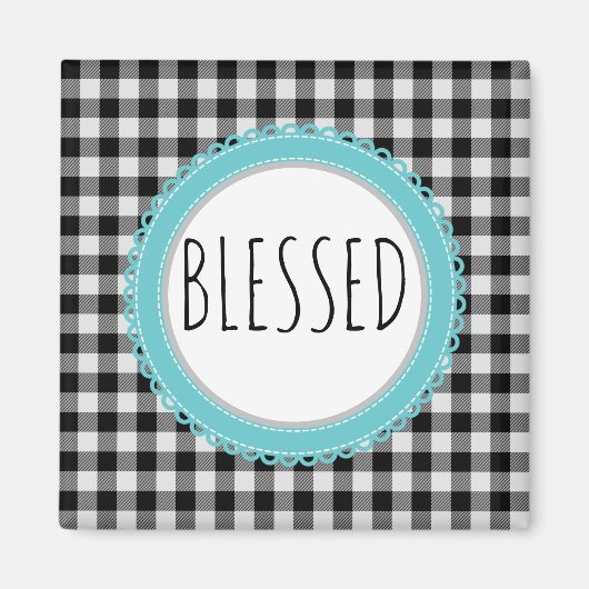 Aimant Ferme Blessé Buffle Noir Plaid & Turquoise (Devant)