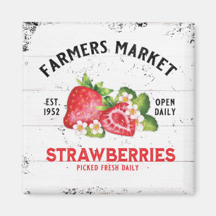 Aimant Ferme de fraises Décor de fraises