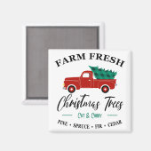 Aimant Ferme de Noël frais arbres coupés et transportés - (Recto/Verso)