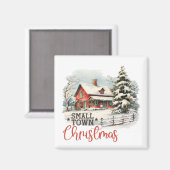 Aimant Ferme de Noël rustique de petite ville (Recto/Verso)