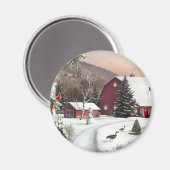 Aimant Ferme de Noël Vintage (Recto/Verso)