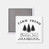 Aimant Ferme de pins de Noël Joyeux (Recto/Verso)