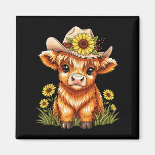 Aimant Ferme de tournesols de vache des Highlands mignonn