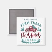 Aimant Ferme Vieux Camion Rouge Livraison d'arbres de Noë (Recto/Verso)