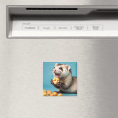 Aimant Ferret Cute Manger Fromage Poufs (In Situ (Lave-vaisselle))