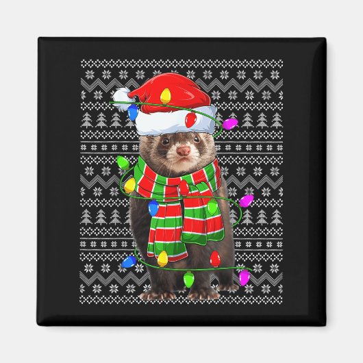 Aimant Ferret Ugly Xmas Lighting Santa Ferret Christmas  (Devant)