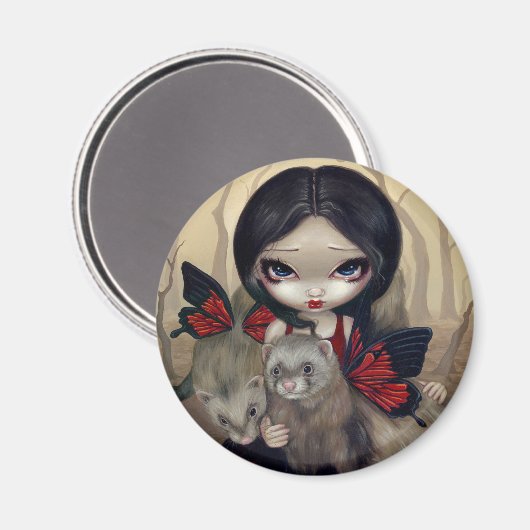 Aimant "Ferrets papillon rouge" (Recto/Verso)