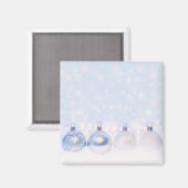 Aimant Festif boules de Noël en argent sur la neige (Recto/Verso)