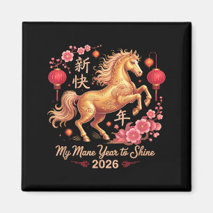 Aimant Festive 2026 Crazy Horse Lady Ma crinière année po