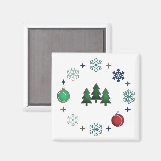 Aimant Festive Christmas Trees & Snowflakes (Recto/Verso)