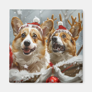 Aimant Festive de Noël de Chien de Corgi