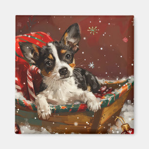 Aimant Festive de Noël de chien de Rat Terrier