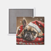 Aimant Festive de Noël de Chien de taureaux français (Recto/Verso)