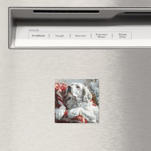 Aimant Festive de Noël de Chien Setter anglais (In Situ (Lave-vaisselle))