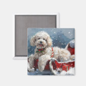 Aimant Festive de Noël du chien de caniche (Recto/Verso)