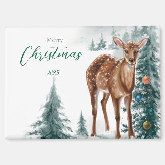 Aimant Festive Doe dans une forêt de neige