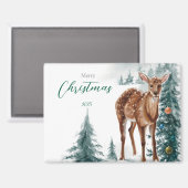 Aimant Festive Doe dans une forêt de neige (Recto/Verso)