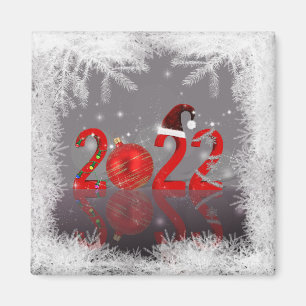 Aimant Festive Red Joyeux Noël Nouvel An 2022