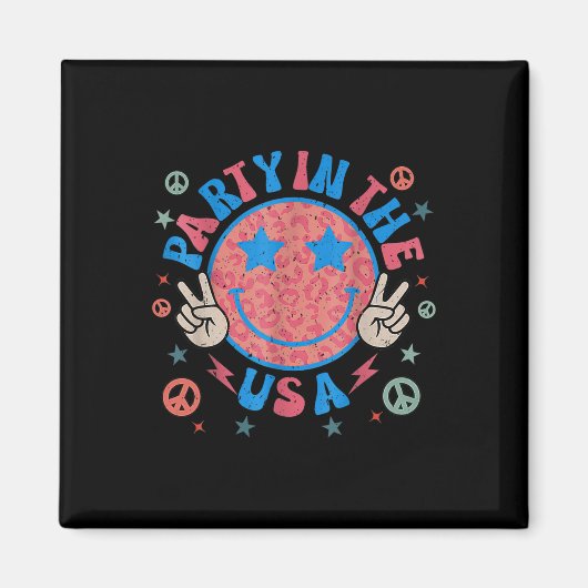 Aimant Fête Aux Etats-Unis 4 juillet Preppy Smile Retro M (Devant)