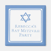 Aimant Fête bat mitzvah lumière étoile bleue de David (Devant)